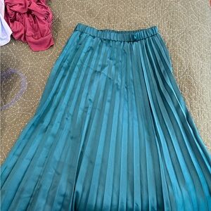 Nine West Teal A-Line Pleated Skirt